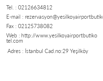 Yeilky Airport Butik Hotel iletiim bilgileri
